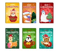 ANEWISH Carte de Noël,6 pièces Carte pour Noël Arbre de Noël, père Noël, Renne, Bonhomme de Neige, Couronne de Noël Carte Pliante avec Enveloppes et Autocollants A