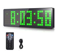 AnExer Horloge Numérique Timer Sport Pixel LED Large Display Minuteur Mural Télécommande (Vert)