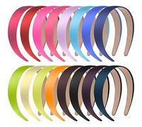 anezus 16 Pcs Satin Headbands Bulk 1 Inch Anti-slip Ribbon Hair Bands Plain Hard Headbands for Women Girls DIY Craft Hair Accessories (Multicolor)