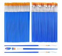 Anezus Lot de 100 pinceaux de peinture acrylique pour enfants - Pinceaux plats et ronds pointus pour travaux manuels, aquarelle, toile et visage