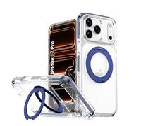 ANFAIRLACE Coque Compatible avec iPhone 17 Pro / 18 Pro, Transparente Bleu | Anneau Magnétique 360 Support Stand Étui PC Silicone Housse Shockproof Cover