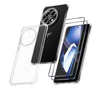 ANFAIRLACE Coque Compatible avec OnePlus 13R, Conception de Caméra de Protection, 2 Protecteur Écran Verre Trempé Transparent Souple Silicone TPU Antichoc Bumper Housse, Clair