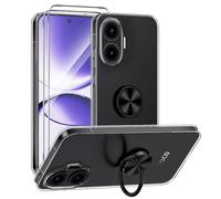 ANFAIRLACE Coque Compatible avec Xiaomi Poco F7, Anneau Magnétique 360 Support Stand Étui Silicone Housse Clear Transparente Shockproof Cover, Noir