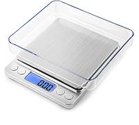 Anferstore Balance de poche en acier inoxydable de précision multifonction pour cuisine et aliments 0,1 g 3000 g Argent