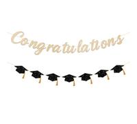 ANFEST Bannière de félicitations pré-enfilée pour décoration de fête de remise de diplôme 2026, toile de fond pour photo de diplômés avec couleur dorée pour lycée, collège ou école supérieure