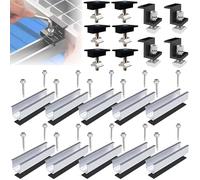 ANFIL® Kit de Montage pour Panneau Solaire - Rails de 12 cm, Support Réglable en Aluminium pour Toit en Métal ou Plat, Noir, pour Panneaux Épais 30-35 mm