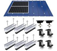 ANFIL® Kit de Montage pour Panneau Solaire - Rails de 12 cm, Support Réglable en Aluminium pour Toit en Métal ou Plat, Noir, pour Panneaux Épais 30-35 mm