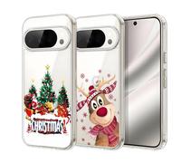 Anfire 2 pièces Coque pour téléphone portable pour Google Pixel 10 Pro en silicone avec éléments de Noël, MoEvn Coque transparente souple résistante aux chocs de Noël Résistante aux rayures pour Pixel