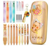 Anfirst Trousse Capybara Kawaii avec Fourniture, Set Fournitures Scolaires Kawaii & Papeterie Capybara avec Trousse, 4 Stylo Gel, 4 Surligneurs & 4 Porte-mines, Cadeau Fille & Garçon 4 5 6 7 8 9 Ans