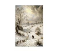 ANFOTCM Affiche de décoration murale vintage Paysage d'hiver Route enneigée Décoration murale Affiche Famille Bar Restaurant Garage Café Panneau d'art Cadeau 30 x 45 cm