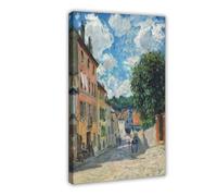 ANFOTCM Alfred Sisley, A Street, Possibly In Port-Marly, 1876, décoration murale vintage, peintures à l'huile célèbres pour salon, œuvres d'art classiques, décoration d'intérieur, 50 x 75 cm
