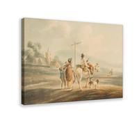 ANFOTCM Peinture à l'aquarelle du XIXe siècle « La route de Londres » - Impression sur toile antique - Décoration murale pour salon, chambre à coucher - 40 x 60 cm