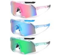 ANFUXT Lot de 3 lunettes de soleil de sport polarisées - Lunettes de vélo rapides - Coupe-vent - Protection UV400 - Pour homme et femme - Activités de plein air comme le cyclisme et la pêche