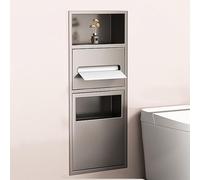 ANFUZUN.RONG Étagère de douche en acier inoxydable avec porte-papier toilette intégré et poubelle - Étagère murale moderne pour salle de bain, cuisine, salon, hôtel, salon