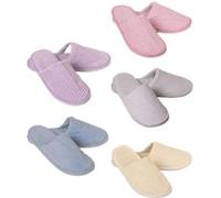 Angaekkot Lot de 5 paires de pantoufles d'hôtel multicolores jetables, taille universelle, pantoufles d'invités, lavables et chaudes, en polaire corail, unisexes pour adultes, bleu, 38 EU