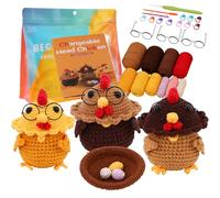 ANGAHE creating moments Kit de Crochet et de Tricot pour Adultes et Adolescents : Kit de Crochet et de Tricot Facile pour Créer des Amigurumi - Idéal pour les Débutants. (3 Poules Sages Crochet)