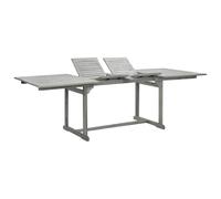 Angajara Table à manger de jardin en bois d'acacia massif avec finition grise, 160-240 x 100 x 75 cm, extensible avec trou de parasol, résistante aux intempéries et stable pour terrasse, balcon