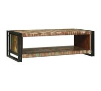 Angajara Table basse en bois massif recy vec structure en métal, 120 x 50 x 38 cm, table de salon moderne avec espace de rangement pour canapé et salon, table basse pratique pour des moments