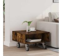 Angajara Table d'appoint avec roulettes en chêne fumé 50,5 x 50 x 30 cm, table basse mobile avec espace de rangement et roulettes verrouillables pour salon, chambre à coucher, canapé