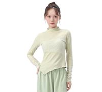 Angcoco Hauts à Manches Longues en Tricot à Volants à col Montant pour Femmes