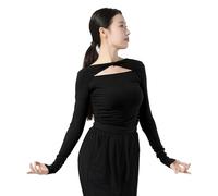 Angcoco Hauts Extensibles à Manches Longues évidés élégants pour Femmes