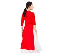 Angcoco Women's Chinese Style Back Slit Mesh Classical Dance Top Ballroom Dance Dress