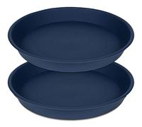 Angde Lot de 2 soucoupes Rondes en Plastique de 35,6 cm pour intérieur et extérieur, bac à Eau pour Plantes de 33 à 38,1 cm (35,6 cm, Bleu)
