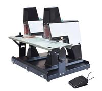ANGDI Agrafeuse électrique Robuste à piqûre à Cheval, relieuse Automatique de Bureau avec pédale, Force et Profondeur de Reliure réglables sur 9 Niveaux, relieuse Robuste pour Bureau(Double)