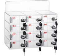 ANGDI Boîte de rangement transparente pour téléphone portable, 12/20/25/30 emplacements en acrylique pour téléphones portables, coffre-fort mural avec clés pour bureau, école, salle de classe, usine