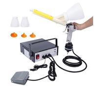 ANGDI Pistolet de peinture électrique portable, machine de revêtement électrostatique en poudre avec pédale, 5 vitesses réglables, ensemble de pistolets de pulvérisation pour peinture(Black)