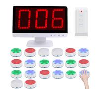 ANGDI Système de Jeu de Quiz sans Fil, Buzzer de réponse Intelligent avec 1 Moniteur et 3 à 30 buzzers, 3 Modes de réponse et 4 Couleurs d'indication d'état, pour Jeux télévisés, débats(20)