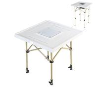 ANGDI Table de Mahjong Pliable, Table de Cartes carrée Portable avec Pieds réglables en Hauteur, Sac de Rangement, Tables de Jeu Pliable pour 4 Joueurs Dominos, Mahjong, Poker, Puzzles