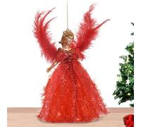 Ange - 8,66 Pouces ABS | Décoration De Noël À Suspendre avec Plumes Douces | en Peluche | Jolie Figurine d'ange Suspendue Au Design Festif, Idéale pour Les Décorations De Maison, De Cent
