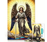 Ange à l'épée dans Un vitrail Puzzle de 1000 pièces pour Adultes Entraînement cérébral Amusant Pièces nettes et sans bavures Activité de Groupe réconfortante (38x26cm)