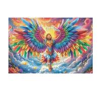 Ange Ailes Arc-en-Ciel Fleurs 1000 Pièces Puzzle Adulte en Carton Rigide Haute Qualité Très Difficile Haute Difficulté Anti-Stress Décoration Murale Idée Cadeau Premium 1000 PCS