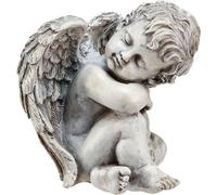 Ange assis Décoratif résistant aux intempéries Décoration funéraire grise Polyresin H18cm statue funéraire décorative