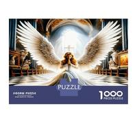 Ange aux Ailes d'église 1000 Pièces Puzzle Classique Sérénité Divine Puzzle Adultes Carton Recyclé - Défi Éducatif, Jeu À Domicile, Cadeau Génial pour Les Débutants 52x38cm/1000pcs