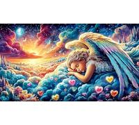 Ange aux Ailes déployées et Symboles cosmiques Puzzle 1000 pièces - Activité Familiale Amusante Idée Cadeau Parfaite Jeu Stimulant pour Adultes 38x26/1000pcs