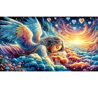 Ange aux Ailes déployées et Symboles cosmiques Puzzle 1000 pièces pour Adultes - Cadeau Amusant Jeu Familial Décoration Murale & Cadeau éduchatiF 38x26/1000pcs