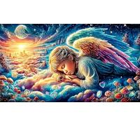 Ange aux Ailes déployées et Symboles cosmiques Puzzle 1000 pièces pour Adultes - Jeu extrêmement Difficile & Stimulant Idée Cadeau Parfaite 38x26/1000pcs