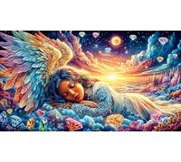 Ange aux Ailes déployées et Symboles cosmiques Puzzle pour Adultes 1000 pièces - Jeu Difficile & Stimulant Activité à Domicile Cadeau 38x26/1000pcs