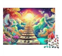 Ange avec des pièces 1000 Piece Sturdy Cardboard Kids Fantasy Escalier Imprimer Puzzle Beginners Cognitive Development Fun Family Activity Gift Puzzle for Kids 38x26cm/1000pcs