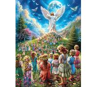 Ange avec Foule 300 Pièces Puzzle Amateur d'art en Carton Anti-Déchirure Haute Qualité Animaux de Compagnie Difficile Niveau Expert Décoration Murale Idée Cadeau Anniversaire 300 PCS