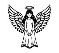 ange avec halo et ailes figure spirituelle éthérée design serein Stickers gravés 42x42.7cm Multicolore Noir