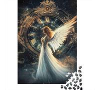 Ange avec Horloge Bundle Puzzle 1000 Pièces, Carton Recy nfants & Adultes, Décoration Murale Maison, Cadeau Familial, Décoration Fête 70x50cm/1000pcs