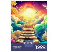 Ange avec pièces 1000 PC Carton DIY Escalier de Richesse Puzzle, Jeu Famille Défiant 12+, Soulagement Stress, Couleurs Vives & Décor Mural Maison 38x26cm/1000pcs