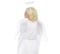 Ange blanc avec ailes et auréole pour adulte
