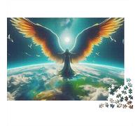 Ange Céleste Puzzle 1000 Pièces Papier pour Adultes Vue Terre Nuit Jeu de Puzzle 1000 Pièces Décompression Décoration Cadeau 38x26cm/1000pcs
