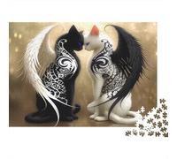 Ange Chat Amour Set Puzzle 1000 Pièces Enfants 8-12 & Adultes, Carton Recyclé Épais, Décoration Intérieure, Art Mural, Cadeau Familial, Jeu Éducatif 52x38cm/1000pcs