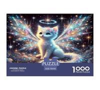 Ange Chat Puzzle De 1000 Pièces pour Adultes Et Enfants Dès 14 Ans Jeu De Patience Et De Réflexion Divertissement Créatif Cadeau Classiques - Activité Familiale Parfaite 70x50cm/1000pcs